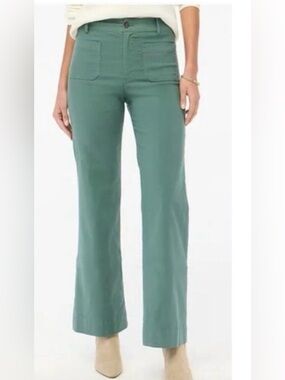 J Crew Green Lizzie Pants Size 26 Wide Leg Patch Pocket Pants EUC